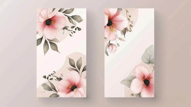 plantilla de invitación de boda minimalista con una hermosa decoración floral