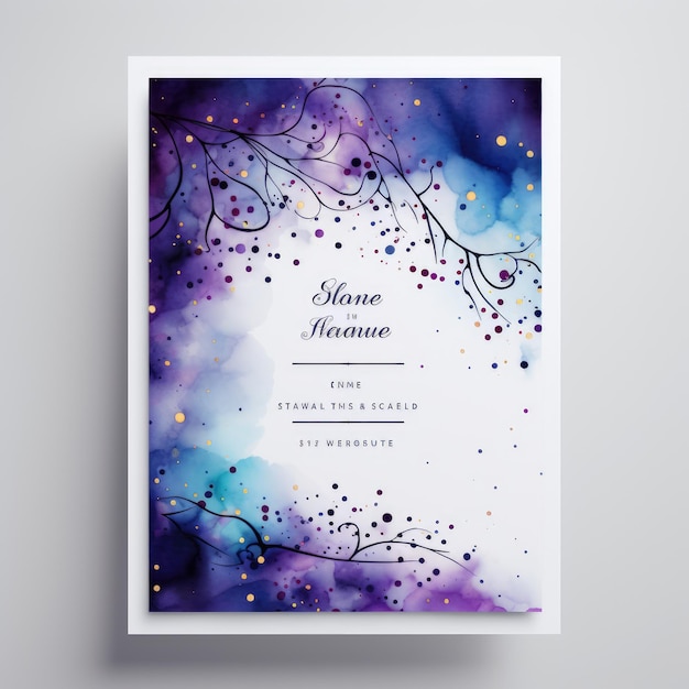 Plantilla de invitación de boda minimalista de romance de noche estrellada con fondo de galaxia