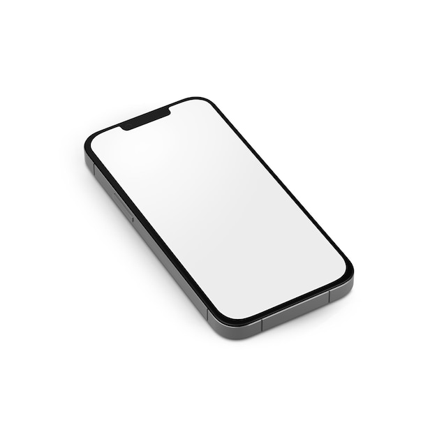 Plantilla Iphone blanco en blanco aislado sobre un fondo blanco.