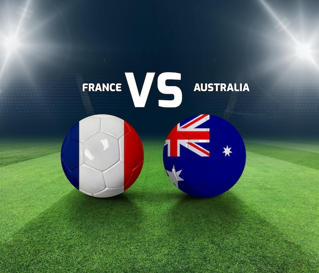 Plantilla de jornada de fútbol Francia vs Australia Plantilla de jornada de partido