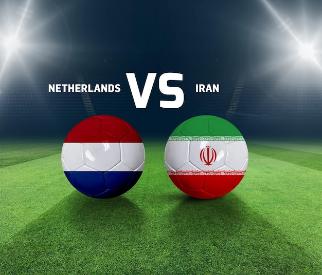 Plantilla de jornada de fútbol. Plantilla del día del partido Holanda vs Irán.