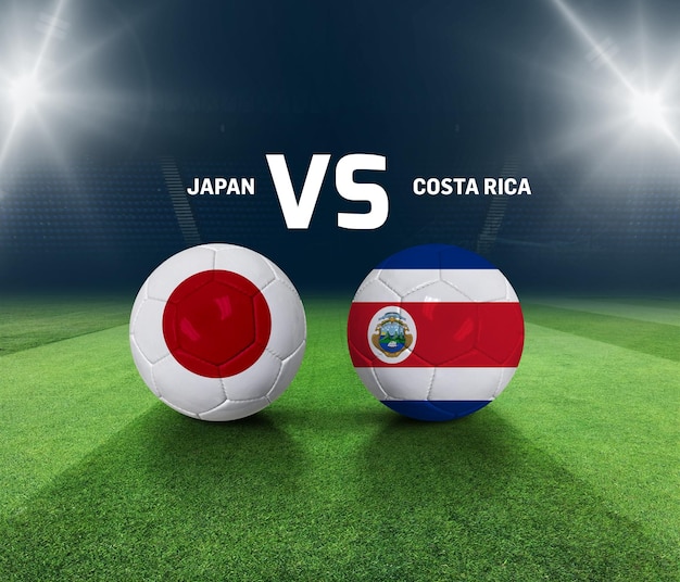 Plantilla de jornada de fútbol. Plantilla del día del partido entre Japón y Costa Rica.