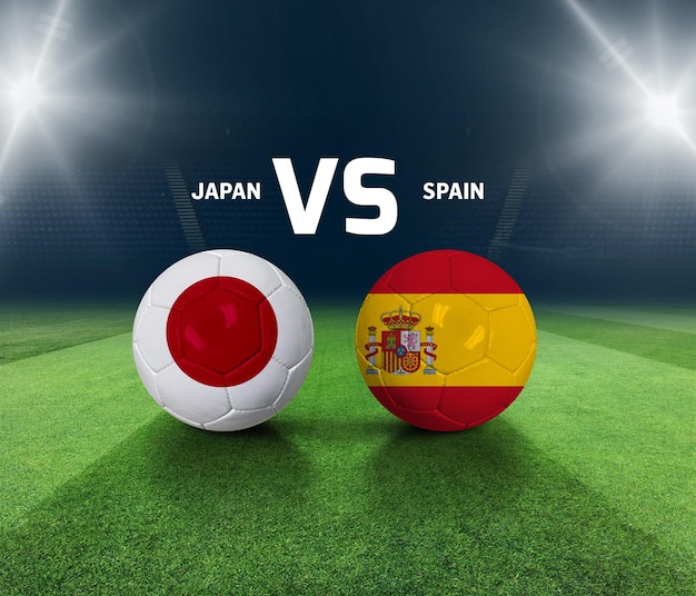 Plantilla de jornada de fútbol. Plantilla del día del partido entre Japón y España.