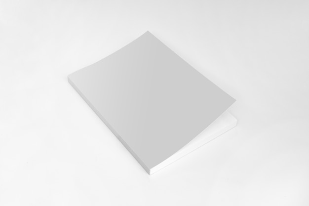Foto plantilla de libro de tapa en blanco sobre fondo gris