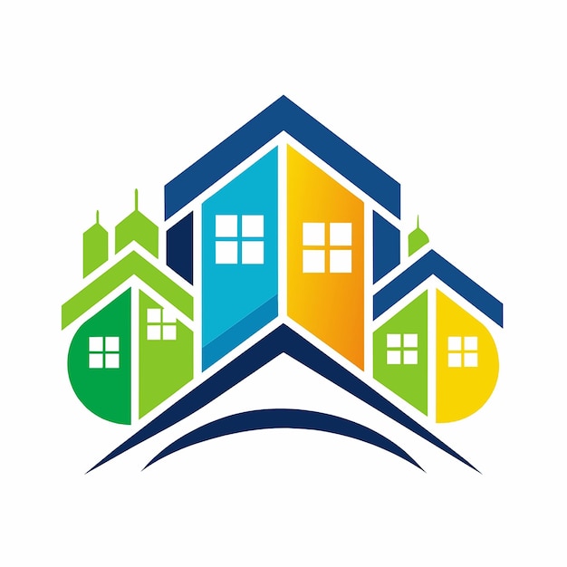 Foto plantilla de logotipo de bienes raíces con color dorado plantilla de diseño de logotipo del icono de bienes bienes raíces diseño vectorial
