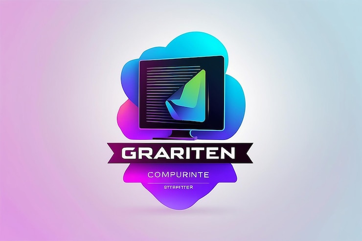 Foto plantilla de logotipo de la computadora de gradiente