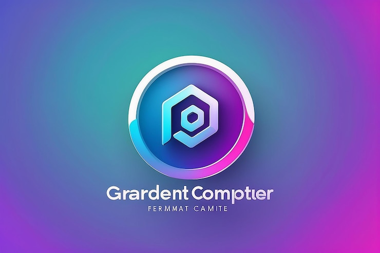Foto plantilla de logotipo de la computadora de gradiente