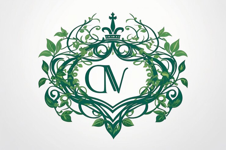 Foto plantilla de logotipo de la corona y las vides crecimiento y prosperidad