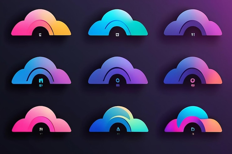Foto plantilla de logotipo de datos de color gradiente