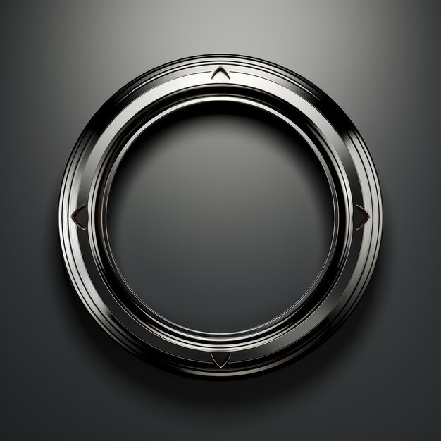 Foto plantilla de logotipo futurista de acero inoxidable de elevating brands en anillo circular sobre fondo negro audaz