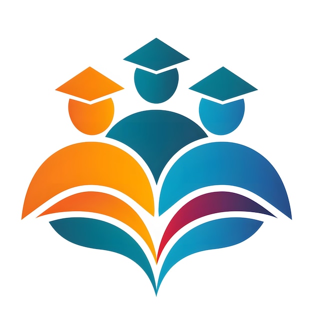 La plantilla del logotipo de la gente y la educación aislada sobre un fondo blanco cinematográfico