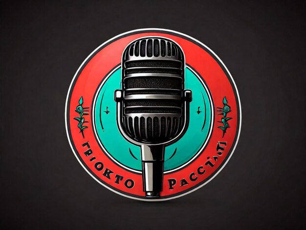plantilla de logotipo de podcast con micrófono