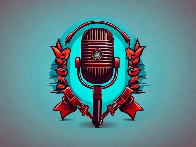 plantilla de logotipo de podcast con micrófono