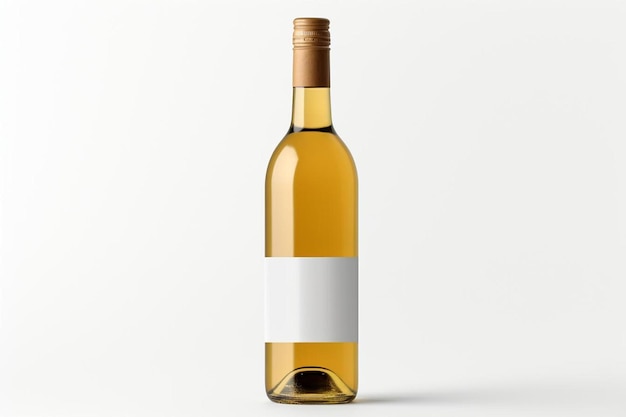 plantilla de maqueta de botella de vino blanco con etiqueta en blanco lista para diseñar