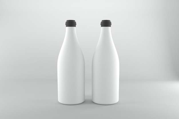 Plantilla de maqueta de botellas renderizadas en 3D
