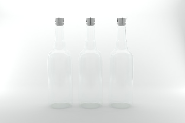 Plantilla de maqueta de botellas renderizadas en 3D