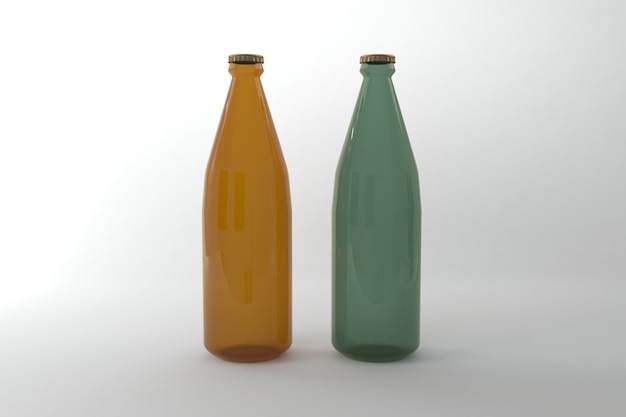 Plantilla de maqueta de botellas renderizadas en 3D