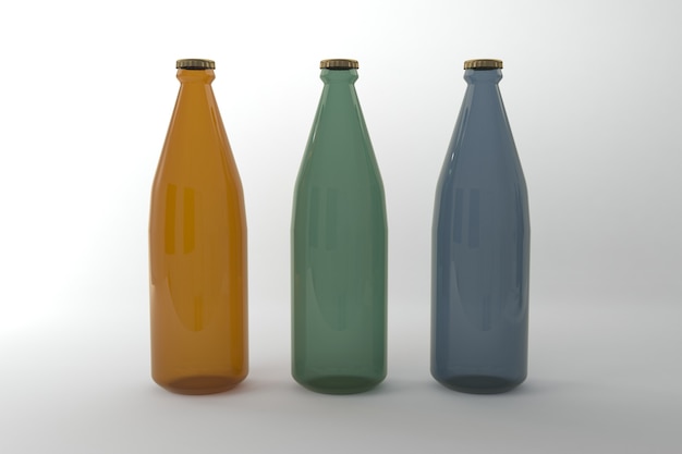 Plantilla de maqueta de botellas renderizadas en 3D