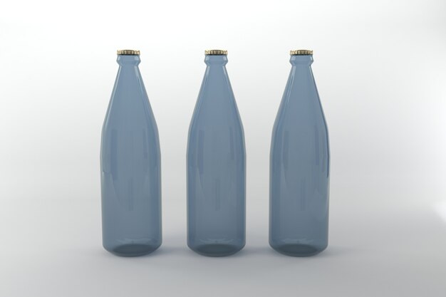 Plantilla de maqueta de botellas renderizadas en 3D