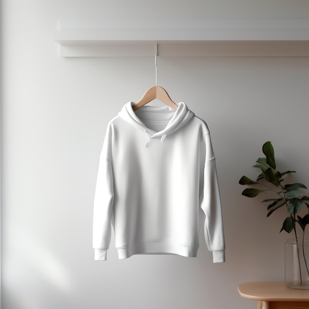 Plantilla de maqueta de sudadera con capucha en blanco con percha