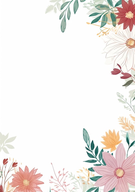Plantilla de marco de flores de acuarela dibujada a mano para invitaciones a eventos