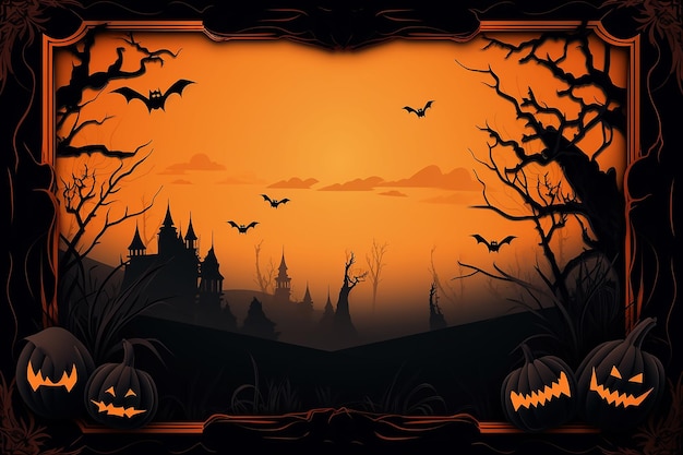 plantilla de marco de halloween degradado vectorial