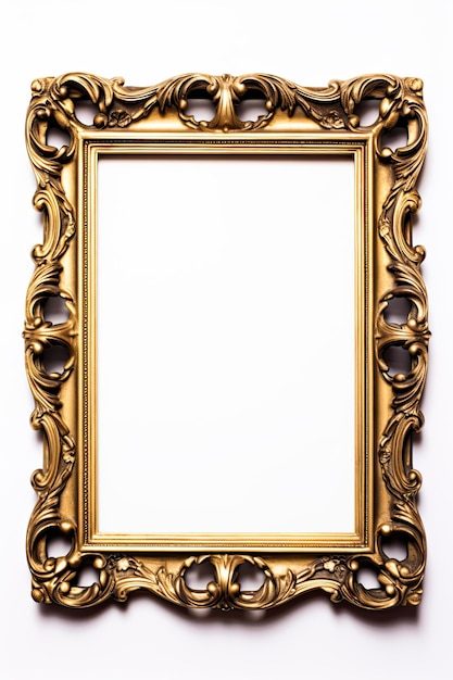 Foto plantilla de marco de imagen rectangular grande adornado con espacio de copia sobre fondo blanco