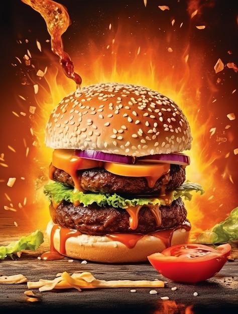 Plantilla de menú de diseño de cartel de hamburguesa de comida rápida Folleto de hamburguesa para menú de restaurante de cafetería, etc.