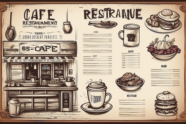 plantilla de menú de restaurante identidad de café ilustración vectorial