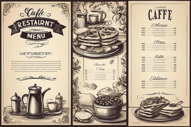 Foto plantilla de menú de restaurante identidad de café ilustración vectorial