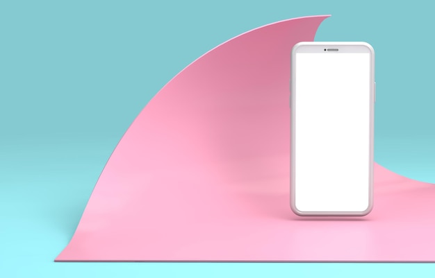 Plantilla de pantalla en blanco de teléfono inteligente sin marco moderno maqueta de moda abstracta de moda Representación 3D