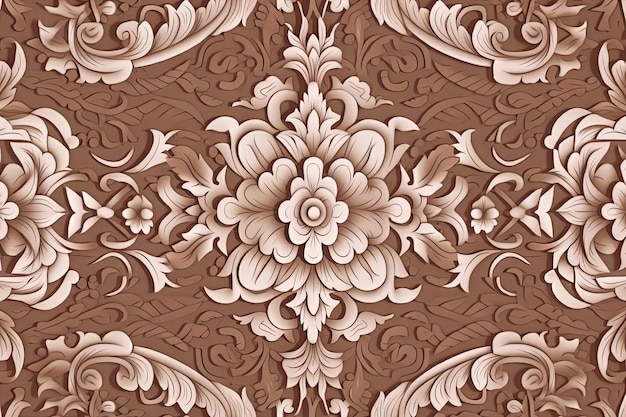 plantilla de patrón tailandés para fondo sin costuras de color marrón y blanco