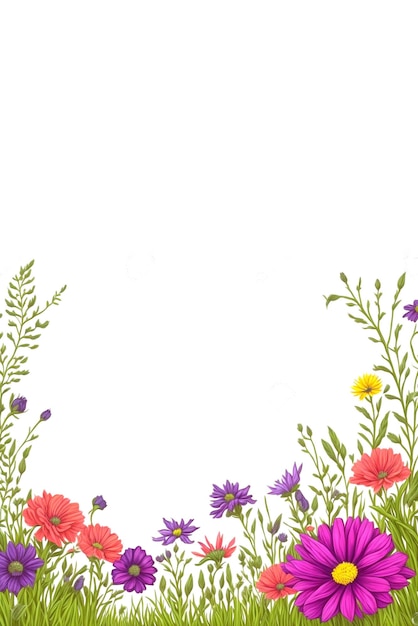 Plantilla de postal con concepto de flores silvestres