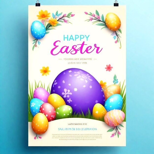 Foto plantilla de póster para la celebración del día de pascua