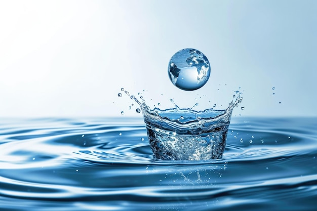 Plantilla de póster del Día Mundial del Agua minimalista simple blanco azul Día Mundial del Agua