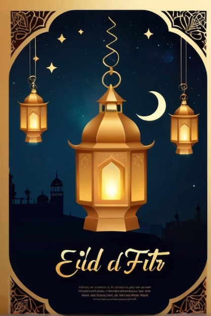 Foto plantilla de póster de eid al fitr contexto de la noche de las linternas
