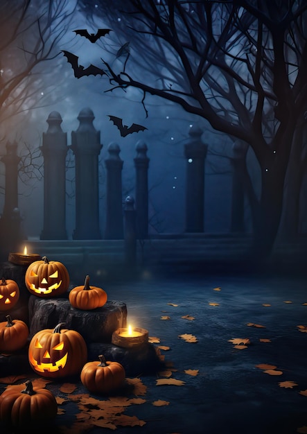 Plantilla de póster de fiesta de halloween con fondo de calabazas