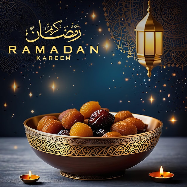 Foto plantilla de póster de ramadán kareem con el fondo de la fotografía de ramadán smoth póster ultra realista