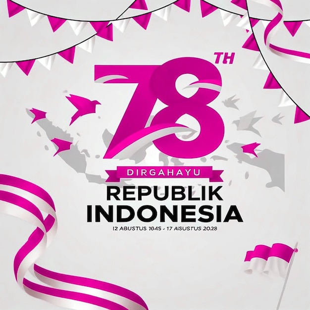 plantilla de póster vertical del 78.o día de la independencia de indonesia