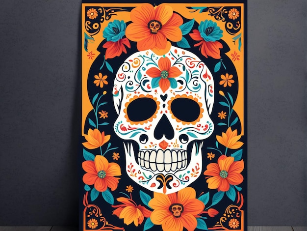 plantilla de póster vertical de dia de los muertos