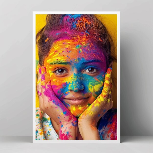 plantilla de póster vertical realista de Holi