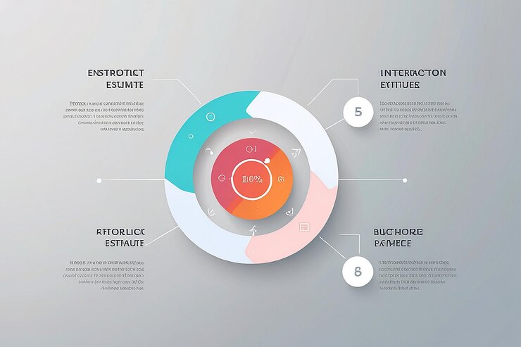 Foto plantilla de presentación de negocios de infografía vectorial con interconexión circular con 5 opciones