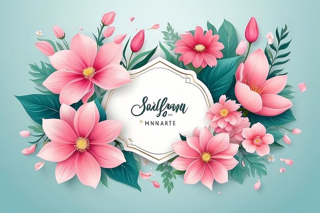 Foto plantilla de primavera con una hermosa ilustración vectorial de flores