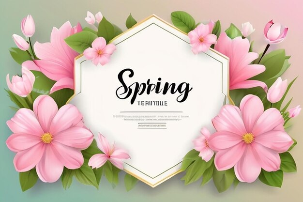 Foto plantilla de primavera con una hermosa ilustración vectorial de flores