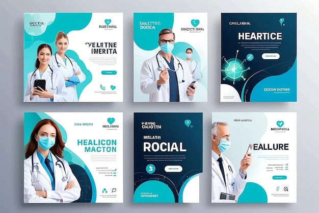 Plantilla de publicación de medios sociales médicos Atención médica Plantilla de banner de medios sociales Atención médica y salud plantilla de publicación en medios sociales Médico de salud