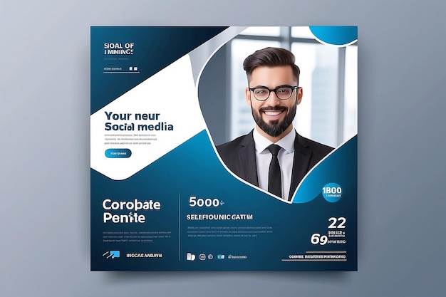 plantilla de publicación de medios sociales de negocios profesional corporativo Vector premium de banner cuadrado