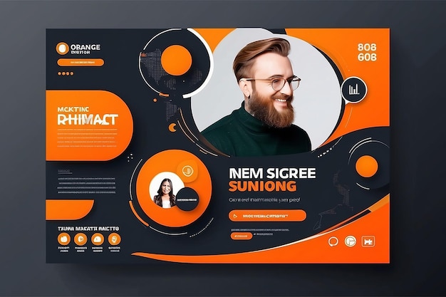 Foto plantilla de publicación de redes sociales naranja diseño moderno para marketing digital en línea o plantilla de marketing de carteles