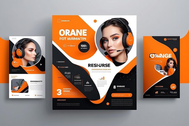 Foto plantilla de publicación de redes sociales naranja diseño moderno para marketing digital en línea o plantilla de marketing de carteles