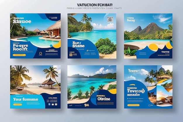 Plantilla de publicación de redes sociales de vacaciones de viaje Premium Psd