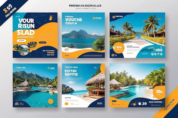 Plantilla de publicación de redes sociales de vacaciones de viaje Premium Psd